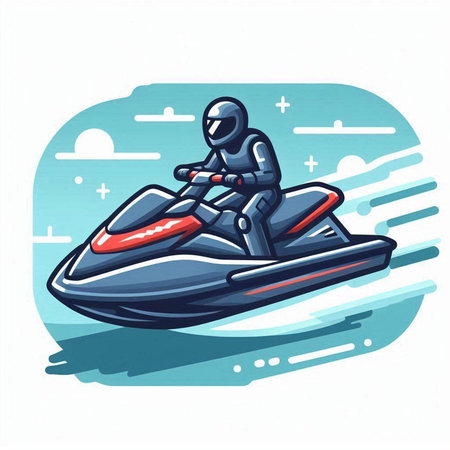 Jet Ski. Vector illustration of a jet ski on the water.のイラスト素材
