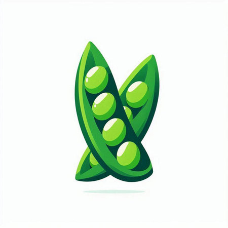 Green peas on a white background. Vector illustration, flat design.のイラスト素材