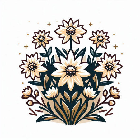 Hand drawn vector abstract floral illustration in vintage style with flowers and leavesのイラスト素材