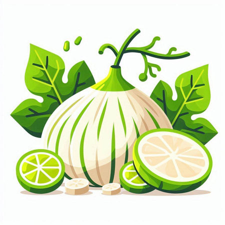 Citrus fruit vector illustration. Lemon, lime and mint leaves.のイラスト素材