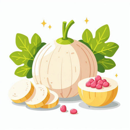 Vegetables and fruits. Healthy food. Vector illustration in cartoon styleのイラスト素材