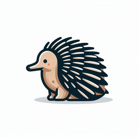 Cute hedgehog cartoon character on white background. Vector illustration.のイラスト素材