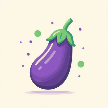 Eggplant icon. Vegetable vector illustration in flat style.のイラスト素材