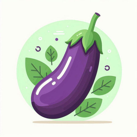 Eggplant flat vector illustration. Vegetarian, healthy food.のイラスト素材
