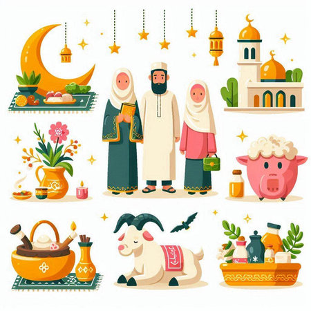 Vector illustration of Muslim holy month Ramadan Kareem. Muslim holy month of Ramadan.のイラスト素材