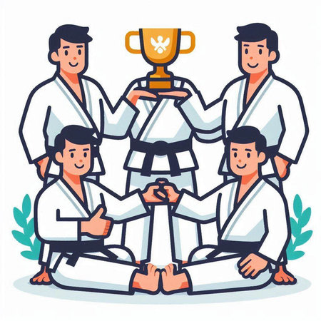Taekwondo team. Teamwork concept. Vector illustration.のイラスト素材