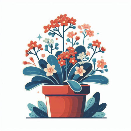 Flowers in a pot. Vector illustration in a flat style.のイラスト素材