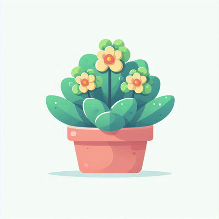 Flower pot with cactus in flat style. Vector illustration.のイラスト素材