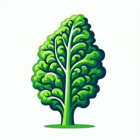Illustration of a stylized green tree isolated on a white backgroundのイラスト素材