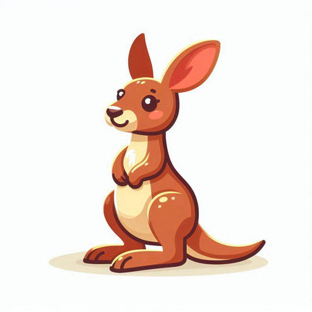 Cartoon kangaroo isolated on white background. Vector illustration.のイラスト素材