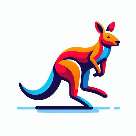 Kangaroo icon. Vector illustration of a kangaroo.のイラスト素材