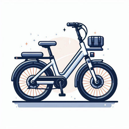 Vector illustration of a modern city bike in flat style on a white background.のイラスト素材