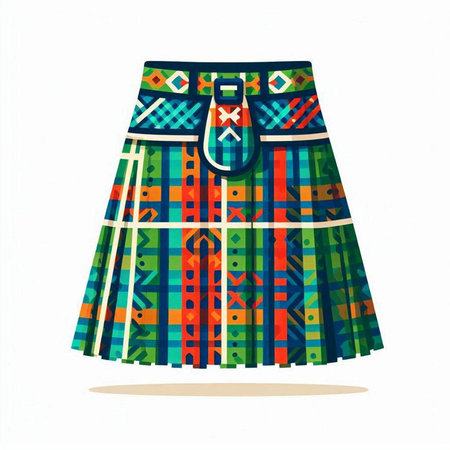 Illustration of a woman's skirt with geometric pattern on white backgroundのイラスト素材