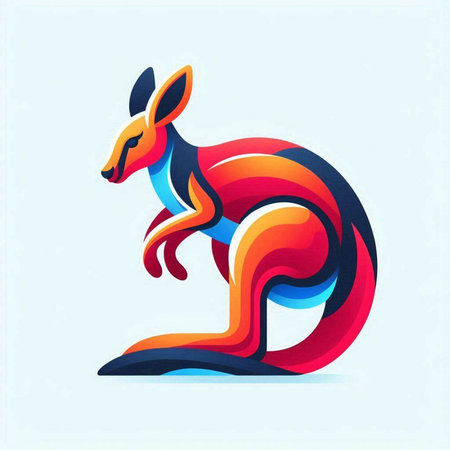 Kangaroo logo design template. This illustration can be used as a print on t-shirts and bags, stationary or as a posterのイラスト素材