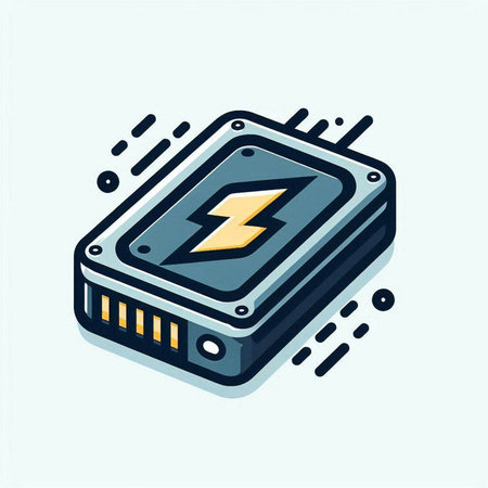 Electronic power supply, microcircuit, vector icon, illustrationのイラスト素材