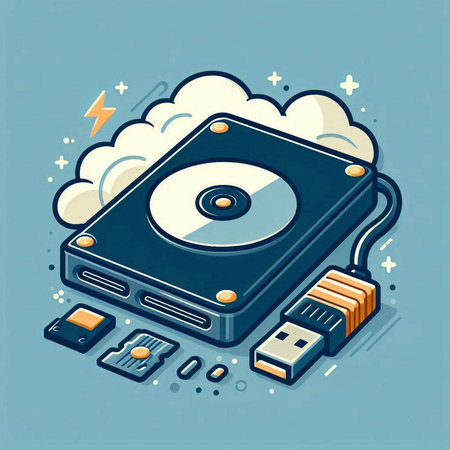 Vector thin line art isometric concept of digital library, e-book reader, hard disk drive, ebook reader, laptop, bookshelf, bookshelf.のイラスト素材