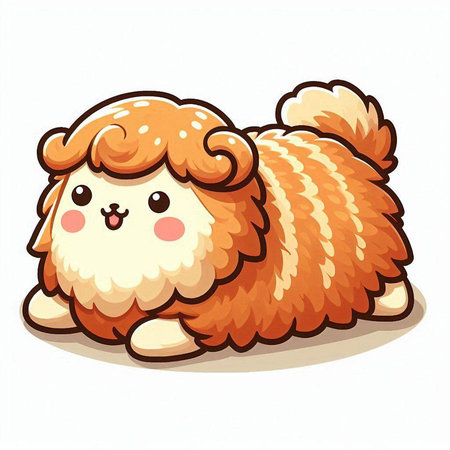 Illustration of a Cute Lhasa Apso Dog Cartoon Characterのイラスト素材