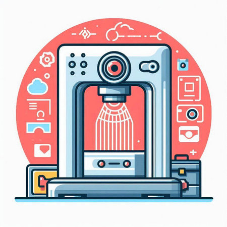 Coffee machine. Vector illustration in flat linear design style.のイラスト素材