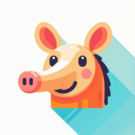 Cute cartoon pig. Vector illustration in flat style. Animal character.のイラスト素材