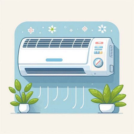 Air conditioner in flat style. Vector illustration for your design.のイラスト素材