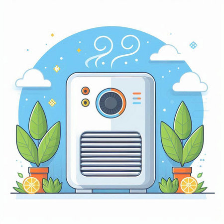 Air conditioner on white background. Vector illustration in flat style.のイラスト素材