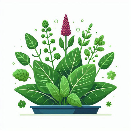 Flowerpot with green leaves. Vector illustration. Flat style.のイラスト素材
