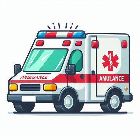 Ambulance car. Ambulance vehicle. Vector illustration.のイラスト素材