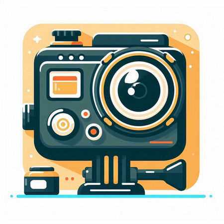 Retro camera flat vector illustration. Vintage camera icon. Retro camera.のイラスト素材