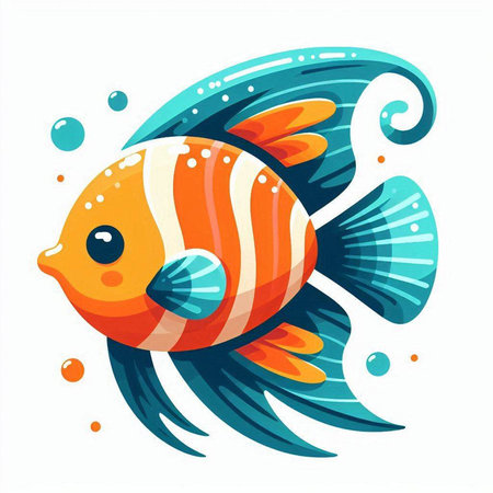Colorful cartoon fish on a white background. Vector illustration for your designのイラスト素材