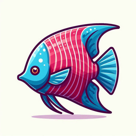 Cute cartoon fish. Vector illustration. Isolated on white background.のイラスト素材