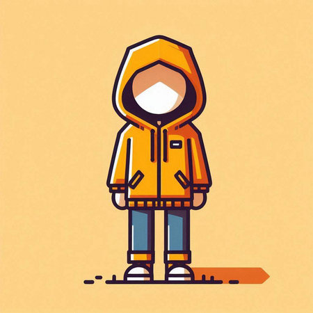 Man in a raincoat and jeans. Vector illustration in flat styleのイラスト素材