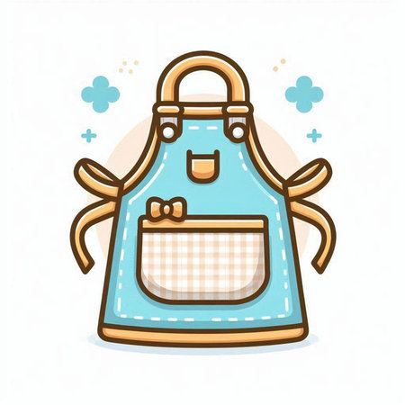 Cartoon kitchen apron. Vector illustration of apron icon.のイラスト素材