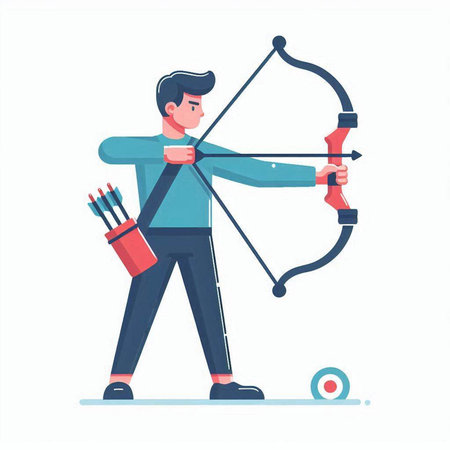 Archery man with bow and arrow. Flat style vector illustration.のイラスト素材