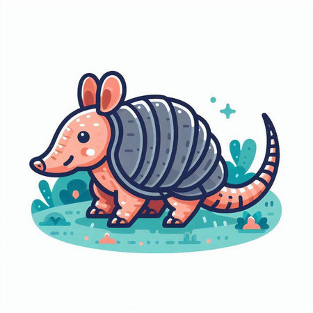 Cute little armadillo. Vector illustration in cartoon style.のイラスト素材