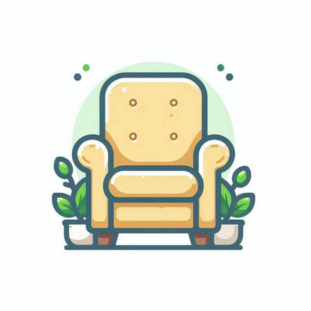 Armchair icon. Vector illustration in flat style isolated on white background.のイラスト素材