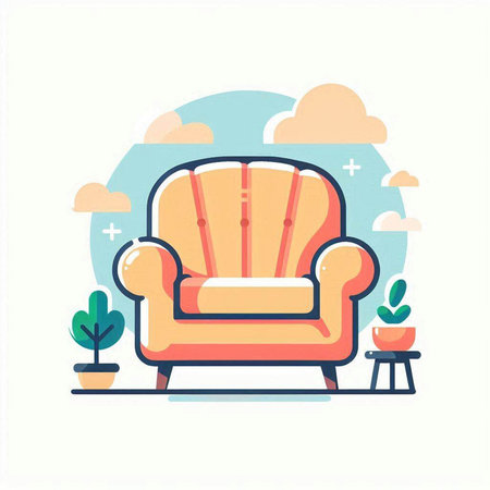 Comfortable armchair in the living room. Flat vector illustration.のイラスト素材