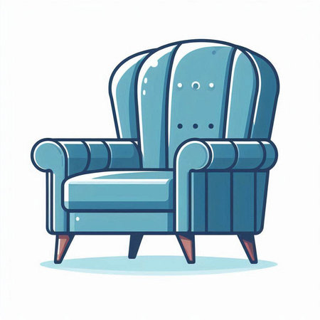 Comfortable blue armchair on a white background. Vector illustration.のイラスト素材