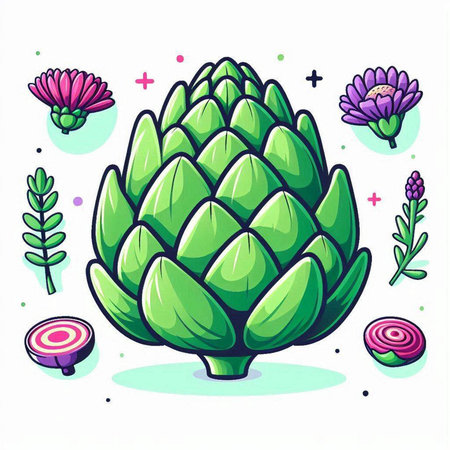 Artichoke vector illustration. Hand drawn artichoke vegetable.のイラスト素材