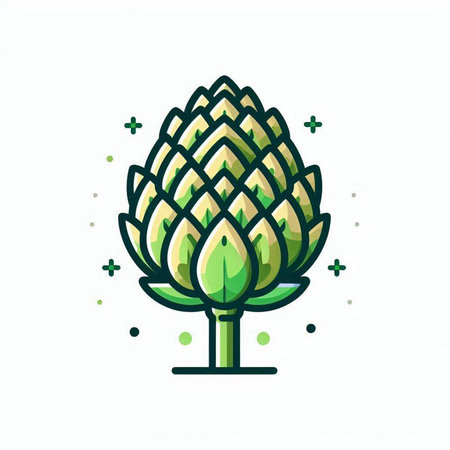 Artichoke icon in flat style. Vector illustration. Isolated on white background.のイラスト素材