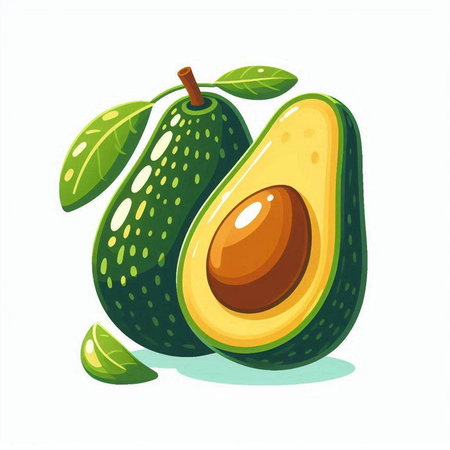 Avocado fruit vector illustration isolated on white background. Avocado fruit vector illustrationのイラスト素材
