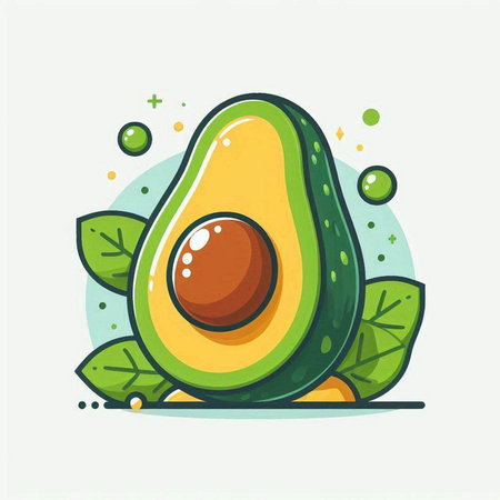 Avocado fruit vector illustration. Hand drawn doodle icon.のイラスト素材