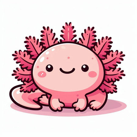 Cute cartoon pink seaweed on white background. Vector illustration.のイラスト素材