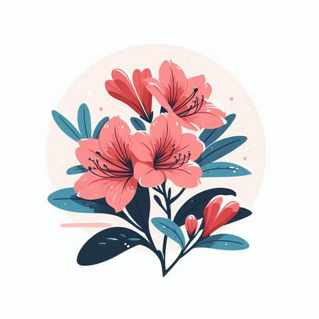 Floral background with pink lilies. Hand drawn vector illustration.のイラスト素材