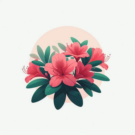 Bouquet of pink rhododendrons. Vector illustration.のイラスト素材