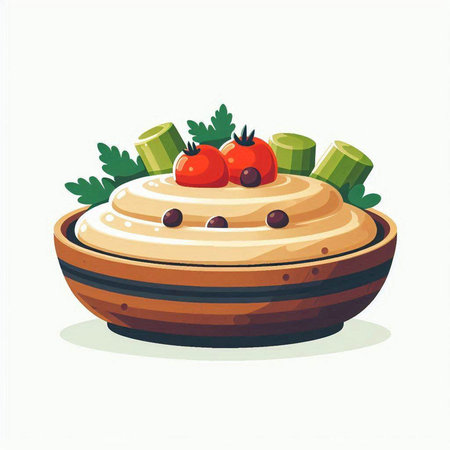 Vegetarian food. Vector illustration of a bowl with vegetable salad.のイラスト素材