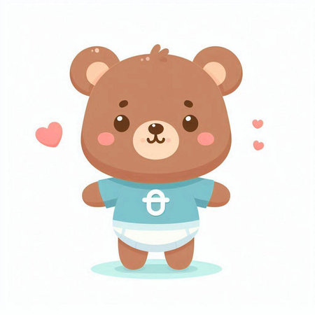Cute teddy bear cartoon character with heart. Vector illustration.のイラスト素材