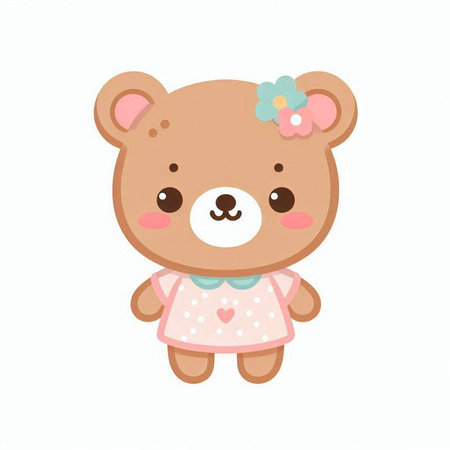Cute teddy bear. Vector illustration isolated on white background.のイラスト素材