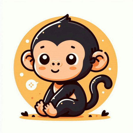 Cute monkey on white background. Vector illustration in cartoon style.のイラスト素材