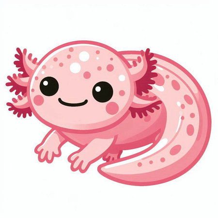 Illustration of a Cute Cartoon Pink Sea Monster on White Backgroundのイラスト素材