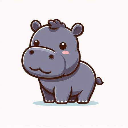 Cute cartoon hippo on a white background. Vector illustration.のイラスト素材